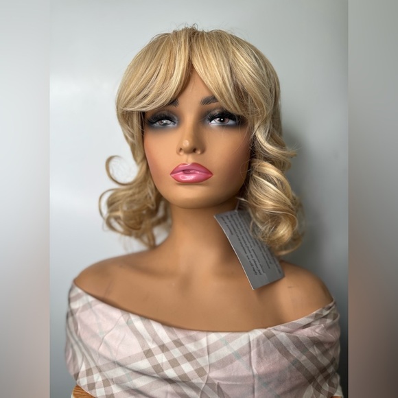 Women Layered Fluffy Straight Hair Blend Heat Wig Blonde Mix Wig - Picture 1 of 7